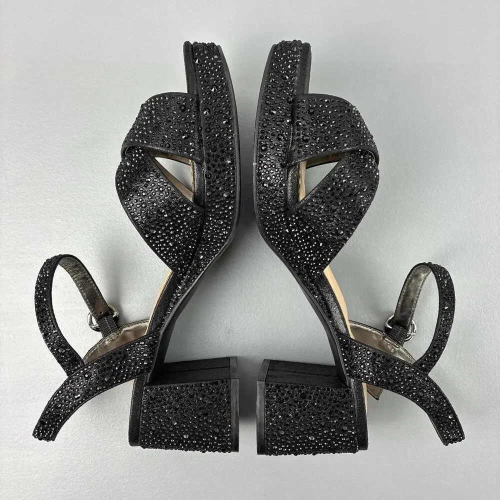 Kelly & Katie Liliena Platform Sandals Black with Rhinestones Sz 7.5W - Picture 5 of 8